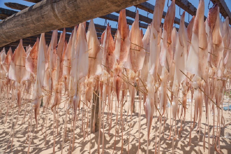 Mực một nắng thịt dày, ngọt, thơm ngon vị biển được làm từ những con mực ống tươi.